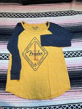 Fender Yellow & Navy Raglan Graphic Tee